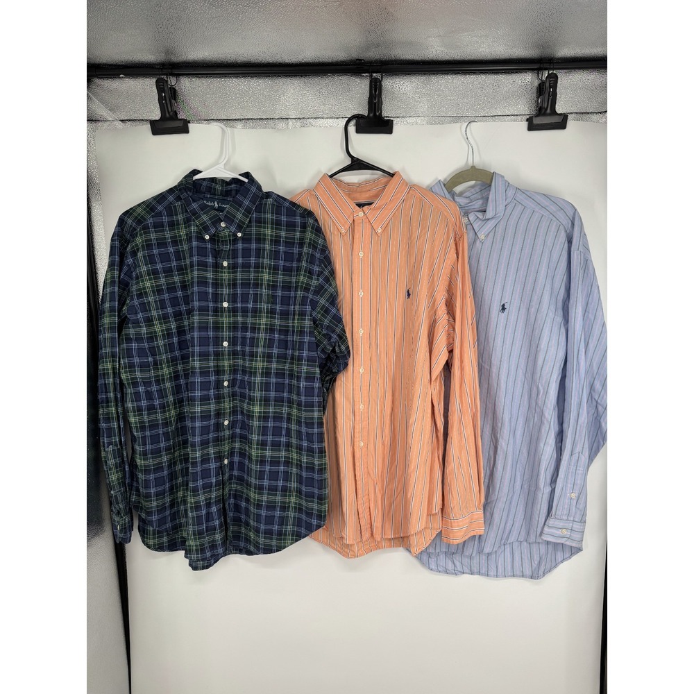 Lot Of 3 Polo‎ Ralph Lauren Shirt Mens XL Long Sleeve Button Down Up 100% Cotton
